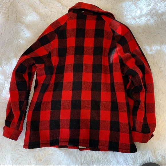Damart Buffalo Plaid Red & Black Heavy Wool Jacket Size Large - Picture 2 of 13